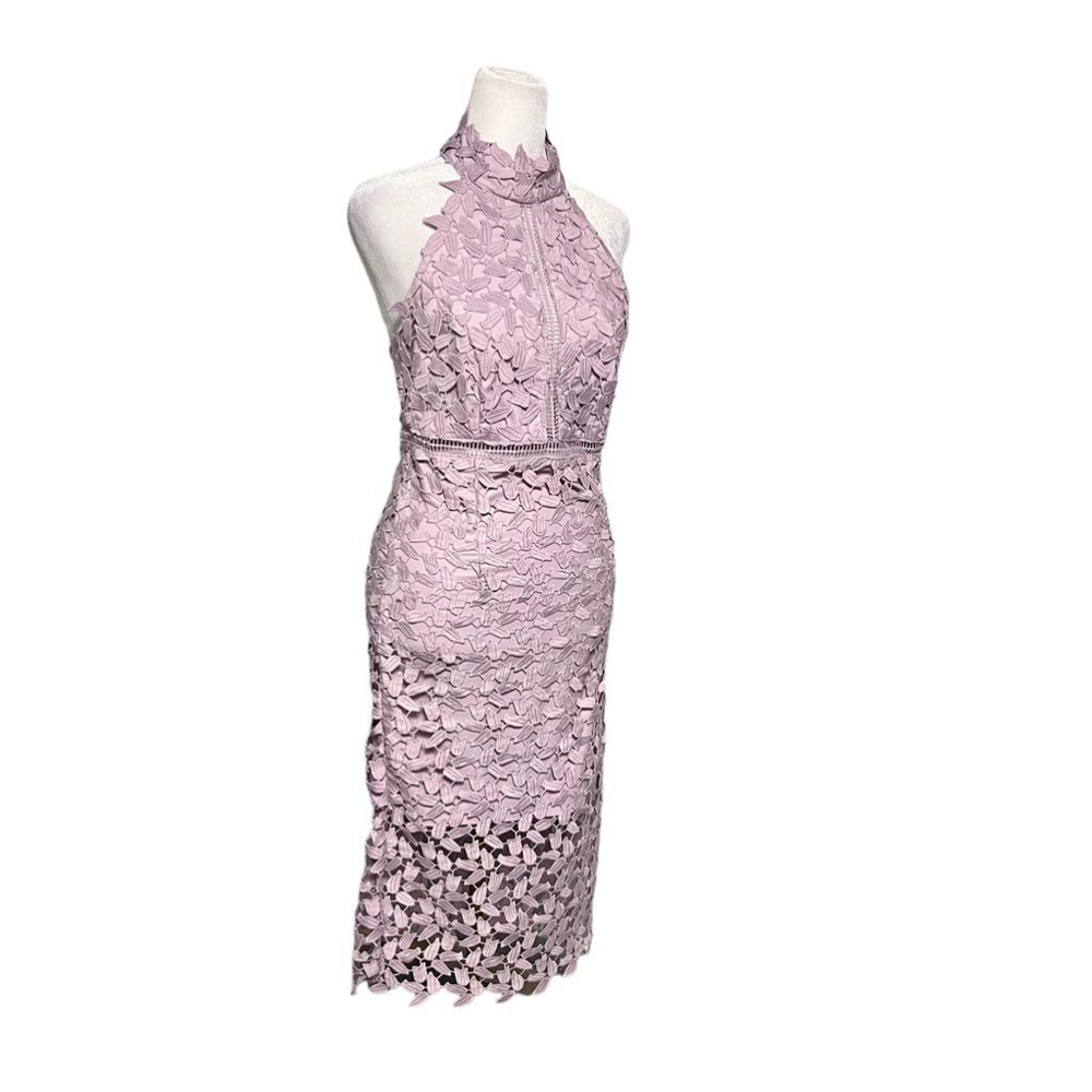 Bardot Purple Lavender Lace Halter Open Back Strappy Dress Size 6 - Picture 3 of 9